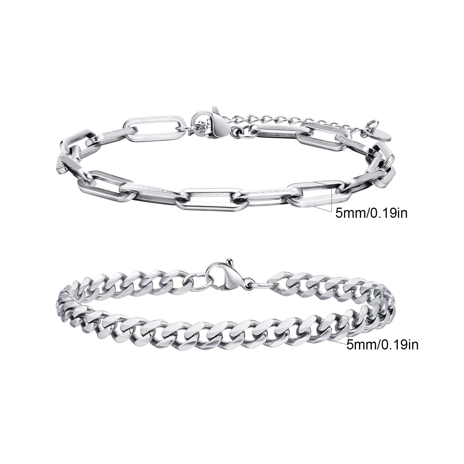 2pcs Men's Chain Bracelets,Stainless Steel Silver Gold Black Color Twist Rope Chain Wristband,Trendy Cuban Link Chains Gift - Revelloventures