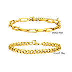 2pcs Men's Chain Bracelets,Stainless Steel Silver Gold Black Color Twist Rope Chain Wristband,Trendy Cuban Link Chains Gift - Revelloventures