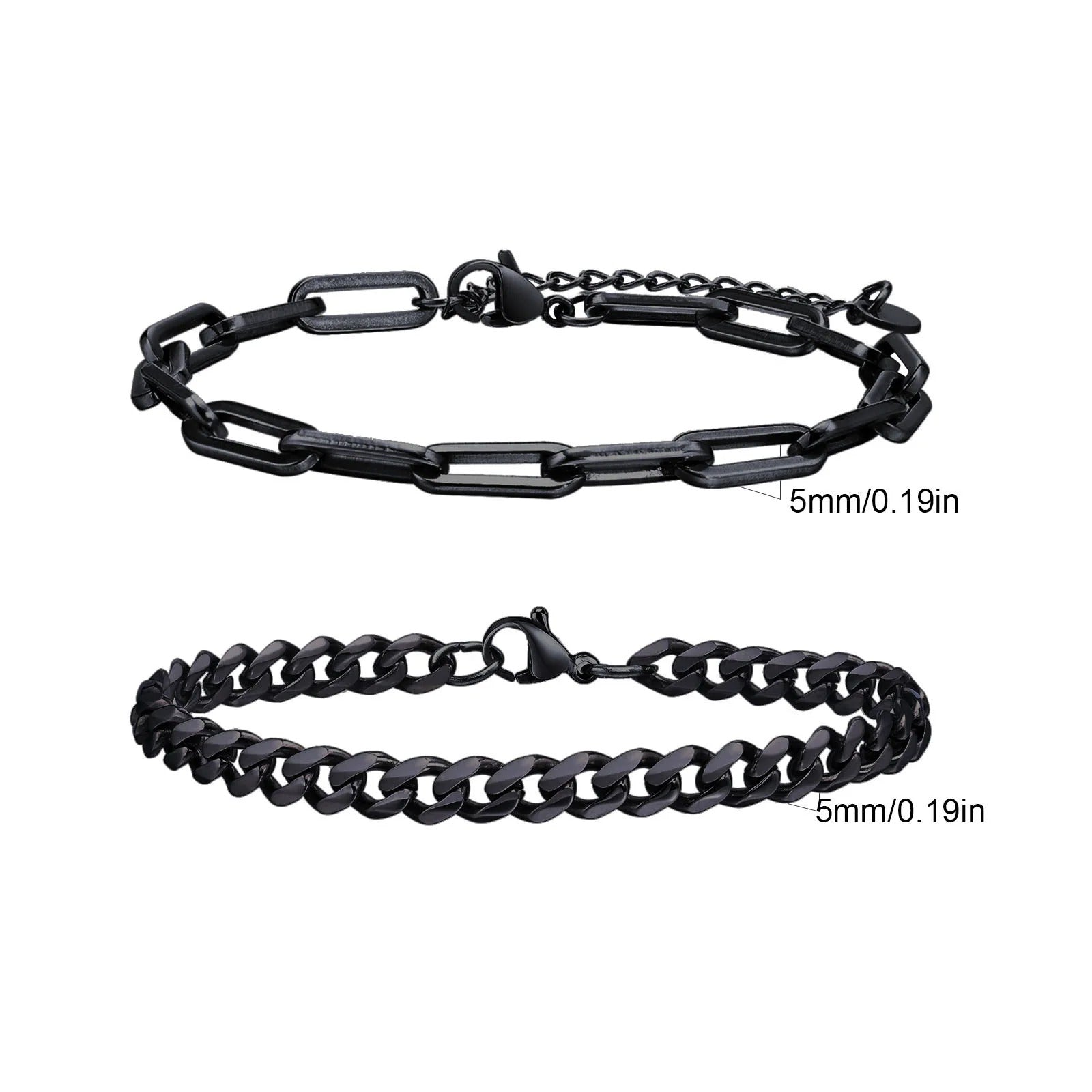 2pcs Men's Chain Bracelets,Stainless Steel Silver Gold Black Color Twist Rope Chain Wristband,Trendy Cuban Link Chains Gift - Revelloventures
